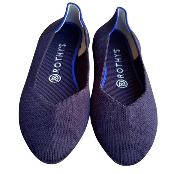 Rothys Round Toe Shoes Maritime Navy Blue Halo Loafer Slip On Ballet Flat Sz 8 - Picture 2 of 8